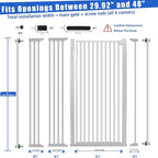 55 Inch Extra Tall Pet Gate for Cats,29.92"-48" Adjustable Wide Dog Gates,Pressure Mounted Walk Through Tall Pets Gate for Doorways,Hallway,Stairs(White)