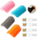 4 Pack Cat Face Scratcher, cat Corner Brush, 16 Adhesive Strips and 16 Screws for Easy Installation, Soft Silicone Material for Comfortable Grooming, Ideal for Furniture and Wall Corners