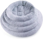 SHENGOCASE 16" Fluffy Faux Fur Cat Tree Tower Replacement Bed Cushion Pillow, Round Donut Cuddler with Hook Tapes