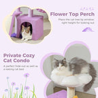 PETEPELA Flower Cat Tree for Indoor Cats, 31.5'' Small Cat Tower Cat Condo with Sisal Scratching Ramp+ Cat Scratching Post, Mushroom Tall Cat Scratcher Featuring with Natural Sisal Scratching Poles