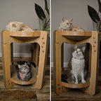 Necoichi Cat Scratcher Tower for Indoor Cats - Cat Scratching Post Lounger with Reversible Usability and Extra Comfort for Lounge, Cardboard Bed Couch / (XL, Oak)