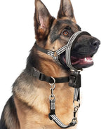 BARKLESS No Pull Dog Head Collar for Gentle Training Walking, Soft Padded Head Halter with Collar Safety Clip, Comfortable Fit Muzzle Leash with Reflective Strap for Medium Large Dog (Grey, L)