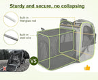Pecute Cat Backpack Carrier Expandable, Pet Backpack with Curtain for Cats Dogs Up to 11lbs, with 4-Side Breathable Mesh, Multi-Entry & Lockable Zippers for Travel, Hiking, Camping - Hands Free