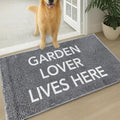 Muddy Mat® Absorbent Microfiber Door Mat and Pet Rug, Non Slip Washable Chenille Indoor Outdoor Entry Rug - Garden Lover Lives Here Funny Welcome Mat Porch Decor 19"x30"