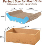 Cat Scratcher Bed Cardboard & 16.9 inches Large Cat Scratching Box with Corrugated Cat Scratch Pad for Indoor Cats，Furniture Protector