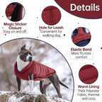 Lelepet Reversible Dog Coat Waterproof Dog Jacket Windproof Puffer Vest for Winter Warm Lightweight Coats for Small Dogs Adjustbale Hook & Loop Pet Apparel with Leash Hole, Chihuahua, Wine Red, XS