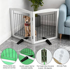 Dog Fence Indoor - 2-Panel Freestanding Dog Gate for Doorways, Hallways, House or Stairs -40x24-Inch Retractable Foldable Expandable Wood Pet by SFJC (White)