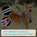 BARKBAY No Pull Dog Harness Large Step in Reflective Dog Harness with Front Clip and Easy Control Handle for Walking Training Running(Pink camo,S)