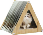 Petsfit Cat Houses for Indoor Cats,Modern Style Wood Cat House with Soft Mat,Portable&Easy Assembly(Triangle)