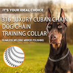 Luxury Flat Chain Design Professional Training Chain Collar, Stainless Steel Dog Training Collar, Professional Flat Chain Design, Mirror Polished (X-Small：16in x 3mm(Neck max 14in))