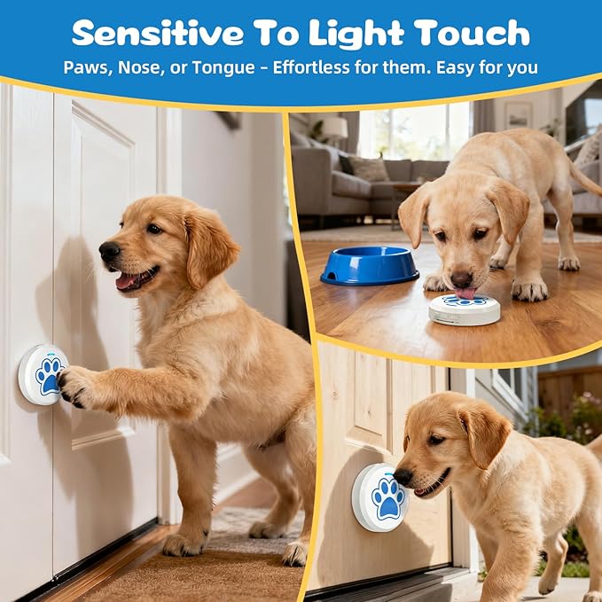 ChunHee Dog Door Bell - Bell for Dogs to Ring to Go Potty with 28 Ringtones & Adjustable Volume | Chew-Proof & 30-Second Setup Dog Door Bells for Potty Training| Teach Puppies to Signal Go Outside
