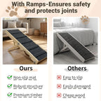 2026 Upgraded Foldable Dog Ramp for Couches, Wooden Small Dog Ramp for Sofa - 4 Adjustable Heights (12"-19"), Portable, Stable & Non-Slip, Wood