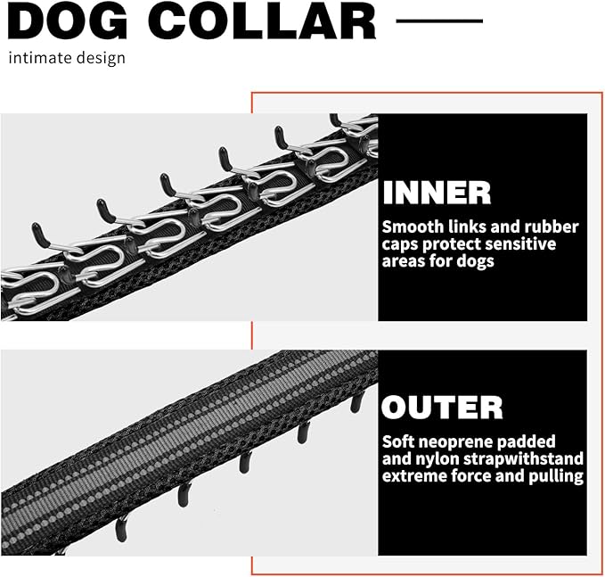 Martingale No Pull Dog Collar for Large Medium Small Dogs, Heavy Duty Nylon Adjustable Reflective Anti Pull Slip Collar with Buckle for Training Walking Hunting M Black