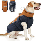 Queenmore Warm Fleece Dog Jacket, Cold Weather Waterproof Dog Snow Jacket with Leash Hole, Reflective Turtleneck Dog Snow Jacket Snowsuit,Dog Warm Coat for Small Medium& Large Dogs(Brown,XL)