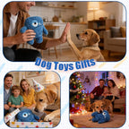 Plush Squeaky Dog Toy, Crinkle Stuffed Dog Toy Keep Them Busy Tug of War Birthday Dog Chew Toy for Small Medium Large Dogs (Blue)