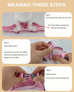 XS Pink Soft Mesh Dog Harness and Leash Set,No Escape Puppy Harnesses for Training Walking， Reflective Adjustable Puppy Vest for Small Medium Dogs, Cats (Pink, XS)