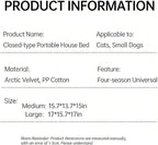 Lovely Cat Bed for Indoor Cats, Cartoon Pattern Cat Cave Bed with Handle Design, Soft Cat Hideaway Indoor Cat House for Kitten, Puppy & Small Pets (L)