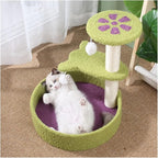 Cat Tree Cat Tower Two-color three-layer cat climbing frame avocado green light blue petals cat litter cat jumping platform cat claw double ball toy Cat Tree Condo Cat Tree Indoor Climbing ( Color : B