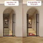 Glaf Extra Tall Pet Gate 63" Pressure Mounted Cat Door Safety Metal Cat Gate Adjustable Width Dog Door Auto-Close Dog Gates for Doorways, Stairs, Kitchen, Hallway (Black, 33.86-37.4")