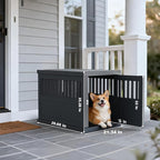 Indoor/Outdoor Dog House, Waterproof Durable Plastic with Locking Door, Ventilation and Raised Floor Design, Easy Assembly, Suitable for Small to Medium Dogs, Gray, 29.65”x 21.34” x 25.28”