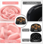 2 Pack Slow Feeder Dog Bowls for Healthy Eating, Non-Slip and Anti-Choking Design, Reduces Bloating & Overeating for Large Dogs, Easy to Clean