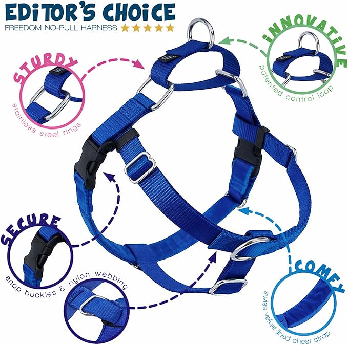 2 Hounds Design Freedom No Pull Dog Harness, Harness ONLY, Royal Blue, Medium (1" Wide)