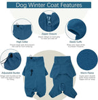 ROZKITCH Dog Fleece Sweater, Pet Windproof Warm Cold Weather Jacket Vest Cozy Jumpsuit Apparel Outfit Clothes for Small Medium Large Dog Walking Sleep 2XS