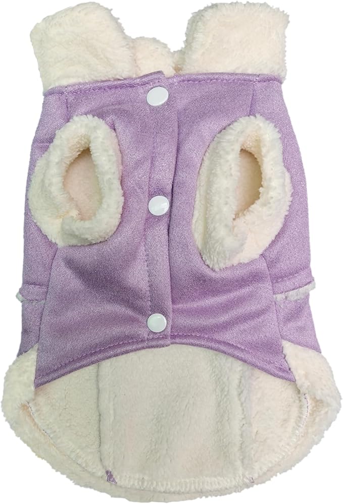 Jecikelon Bowtie Dog Cold Weather Coat Fleece Lining Warm Pet Puppy Turtleneck Dogs Winter Clothes for Small Dogs with D-Ring (Purple, Medium)