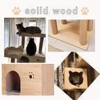 Wooden Cat Tree Condo with Natural Sisal Rope Scratching Post, Activity Tower for Cats Kittens Activity Tower Pet Play House Furniture Indoor (Type B)