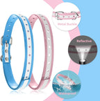 Dog Shock Collar Replacement Strap, 3/4 Inch Waterproof Reflective TPU Dog Collar 2 Pack, Replacement Collar for Shock Collar, Compatible with PetSafe Bousnic Sportdog Garmin (Blue & Pink)