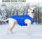 Kuoser Dog Puffer Jacket Warm Dog Coat for Small Dogs, Windproof Reflective Pet Padded Vest Cold Weather Clothes Puppy Snowsuit with Hook & Loop Coats, Easy On/Off, Blue S