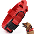 Tactical Dog Collar, Adjustable Military Training Nylon Dog Collar with Control Handle and Heavy Quick-Release Metal Buckle for Small Medium Large Dogs, Red L