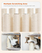 PETEPELA 61" Cat Tree for Indoor Cats, [6-Levels] Cat Climbing Tower with 9 Sisal Scratching Posts and Replaceable Dangling Ball &Top Perch, Grey