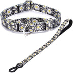 Martingale Collar and Leash Set, Premium No Slip Martingale Collar for Dogs Medium Large, Girl Dog Collars Training (NO32, L)