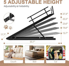 SLSY Dog Ramp for Bed & Couch, Folding Adjustable Pet Ramp with Non-Slip Rubber Mat, 55" Long, 5 Height Settings (15.7"–27.5"), Portable Wooden Dog Ramp Supports up to 220 lbs