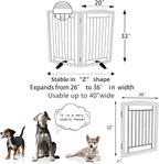 ZJSF Freestanding Dog Fence Indoor, Foldable Dog Gate for Doorways, Stairs or Hallways, Sturdy Wood Extra Wide Pet Gate with Support Feet for The House, White, 32 "Height-2 Panels