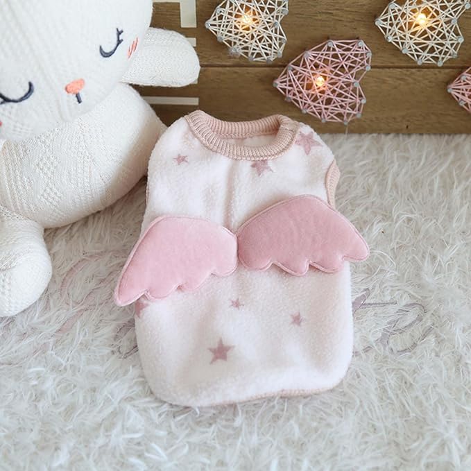 FLAdorepet 3 Packs Teacup Dog Cat XXS Clothes for Chihuahua Yorkie,Winter Warm Fleece Puppy Pet Clothes Sweater Shirt Vest for Mini Newborn Extra Small Dogs (Angel, XXS(Pet 1-2LBS))