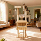 Cat Tree with Cat Condo and Hammocks, 57.9" Cat Tree with Scratching Posts, Cat Tower for Indoor Cats, Activity Centre Climbing Tree