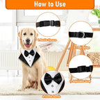 Dog Collar Tuxedo for Dogs, Wedding Dog Collar with Bow Tie, Adjustable Pet Collar Birthday Bandana with D Ring,Formal Dogs Outfit,Valentines Halloween Cosplay for Small Medium Large Dogs (Large)