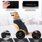 Mihachi Dog Coat for Medium Dogs, Warm Dog Winter Coat Waterproof Dogs Jacket with Harness Built in Reflective Pet Fleece Vest, Puppy Cold Weather Coats Turtleneck & Windproof Dogs Snowsuit, Black M