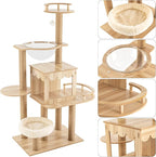 Cat Tree Modern Cat Tower for Indoor Cats, Multi-Level Cat Condos with Scratching Post & Resting Platforms for Large/Small Cat Climbing, Cat Activity Center Playground