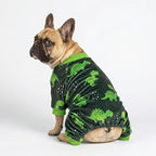 Fitwarm Dinosaur Dog Fleece Pajamas, Warm Clothes for Small Dogs Boy, Cozy Pet Onesie with Feet, Dark Green, Bright Green, Large