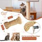 98FT/30M Natural Sisal Rope for Cat Scratching Posts, 6mm Thick Jute Hemp Cat Rope for Cat Tree Replacement, Cat Scratch Post Repair, DIY Projects, and Furniture Wrapping