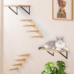 Wall Cat Tree for Climbing, 1PC Four-Step Cats Climber Shelf with Jute Scratcher Rope, Space-Saving Cat Shelf for Scratching & Resting