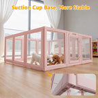 DIY Clear Acrylic Dog Playpen House,Quick Easy Assembly and Disassembly,Strong Floor Suction,Indoor and Outdoor Use,Easy Cleansing Puppy Fence (Skin Pink, 30.3" H, 12PCS)