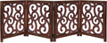 Wooden Foldable Pet Dog Safety Gate - 4 Panels Scroll 20 W x 24 H- Hand Carved Solid Wood & MDF- Free Standing Portable Indoor Doorway Hall Stairs Puppy Fence -Fully Assembled- Antique Brown -IRONGATE