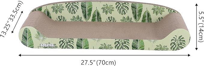 CSR1004B Montego 27.5" Coastal Patterned Cardboard Lounge Bed Cat Scratcher with Catnip, Mint/Green