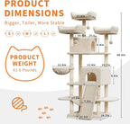 68.5 in Multi-Level Cat Tree for Indoor Cats Large Adult Heavy Duty Cat Tower for Large Cats with 2 Condos/Plush Perches/Sisal Scratching Posts/Hammocks/Basket/Dangling Balls, #2605 Beige