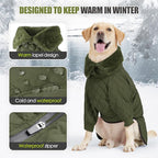 Warm Coat With Double Zipper, Winter Clothes for Small Medium Large Dogs, Turtleneck Puffer Jacket, Two Legs Cold Weather Coats, Wind & Waterproof Winter Jacket