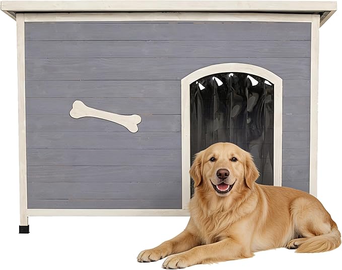 Large Solid Wooden Dog House,Suitable for Both Indoor and Outdoor, Suitable for Large Dogs and Animals of The Following Size, Easy to Clean,Can DIY,45.75" W x 31.25" D x 32.5" H